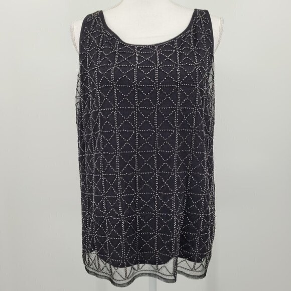 Chico's Black Metallic Beaded Sleeveless Top - Picture 1 of 9